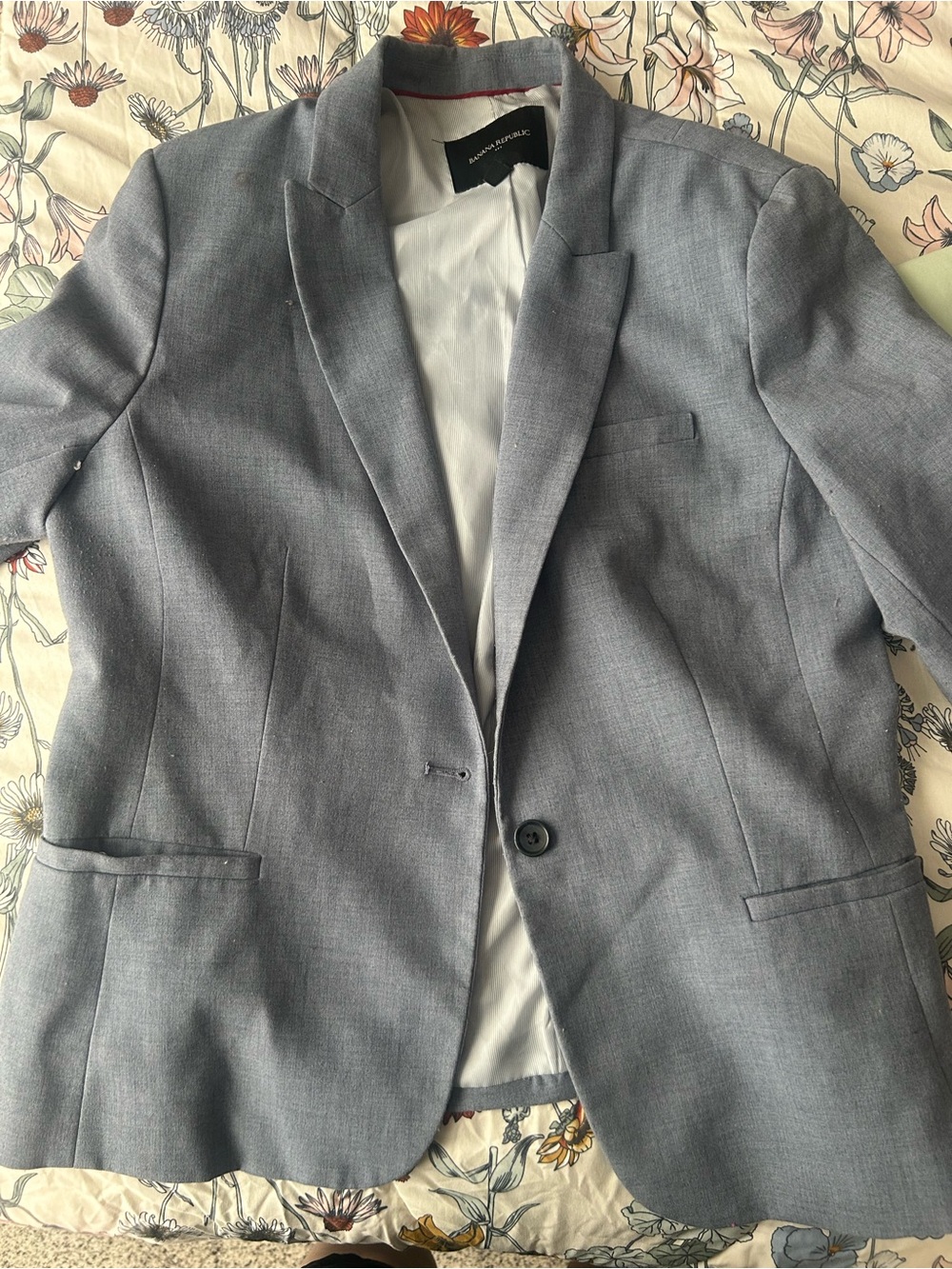 Banana Republic Light Gray Single-Button Blazer